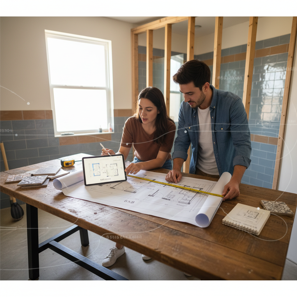 Editorial hero image illustrating: Small Bathroom Layout: Free Planner + 3 Ready-Made Configs