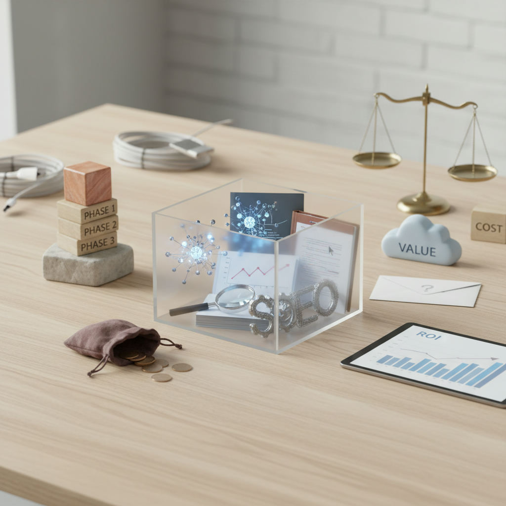 Editorial hero image illustrating: AI SEO Implementation Package Deal: What 'All-Inclusive' Actually Means