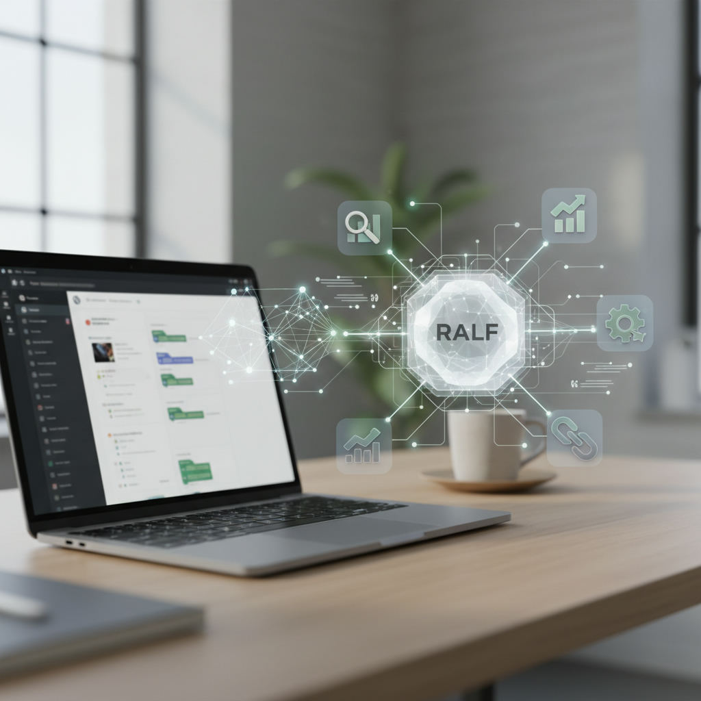 Editorial hero image illustrating: WordPress AI SEO: How Ralf Works With Your WordPress Site