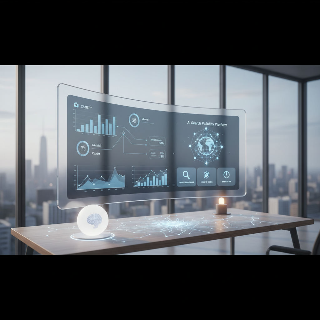 Editorial hero image illustrating: AI Search Visibility Platform: What It Measures and How to Choose