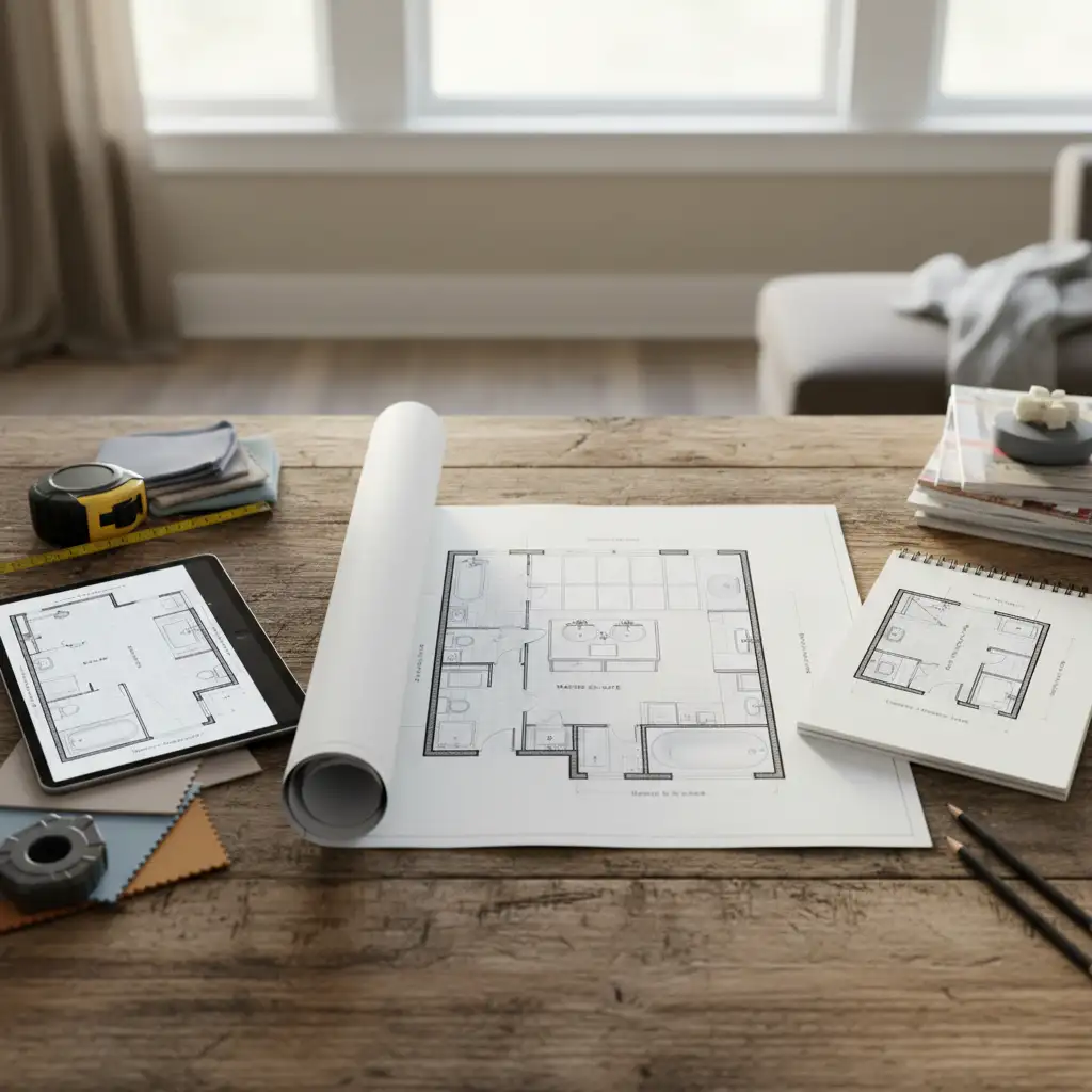 Illustration for: Common bathroom floor plan layouts