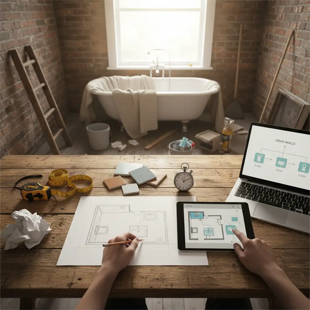 Editorial hero image illustrating: What's a Quick Way to Create a Bathroom Floor Plan?