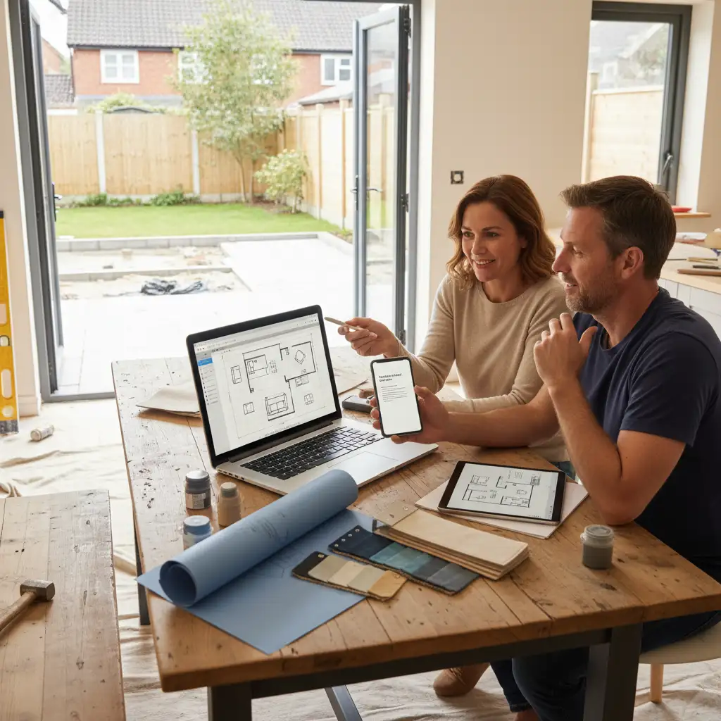 Editorial hero image illustrating: Home Extension Planning Tool: Draw Your Layout Free