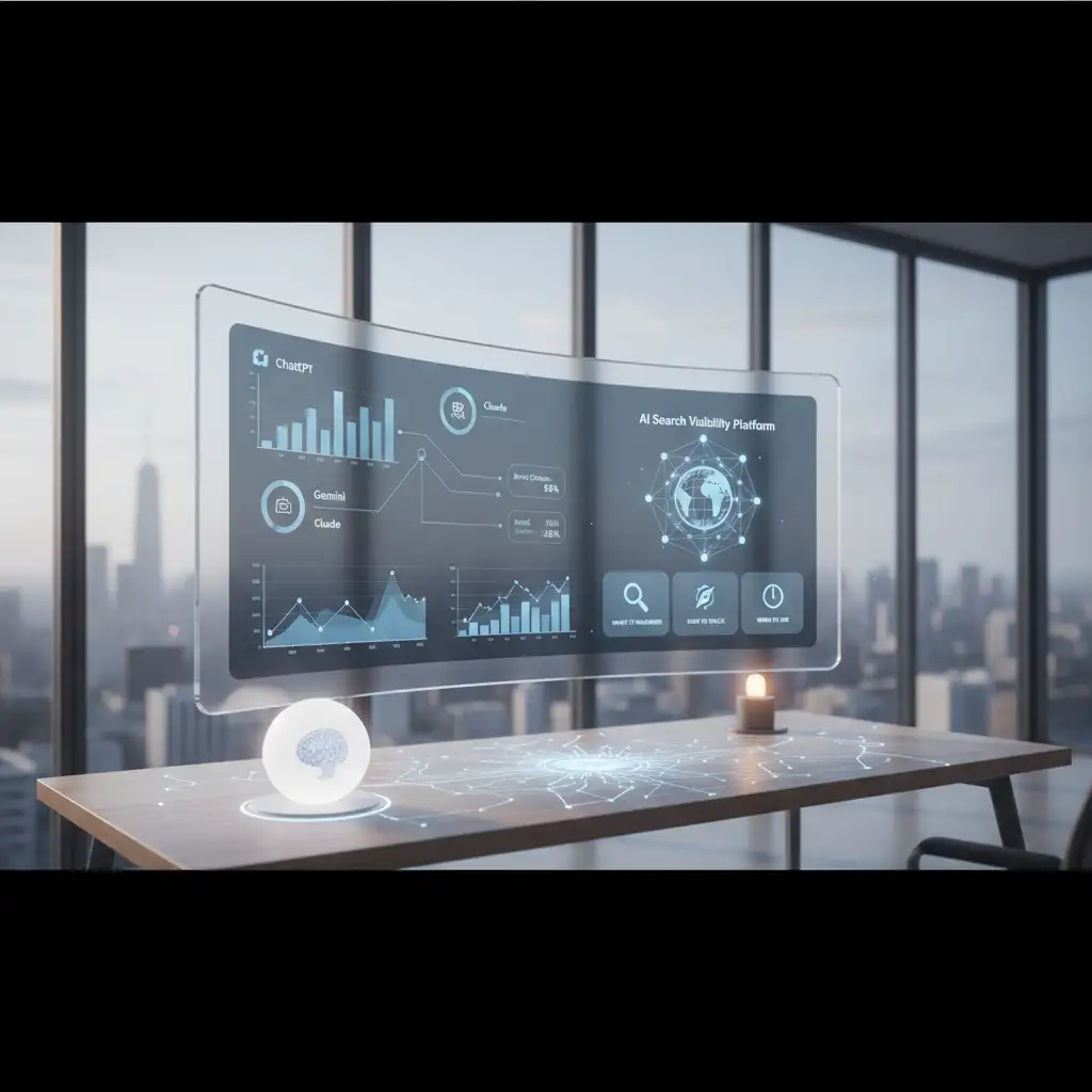 Editorial hero image illustrating: AI Search Visibility Platform: What It Measures and How to Choose